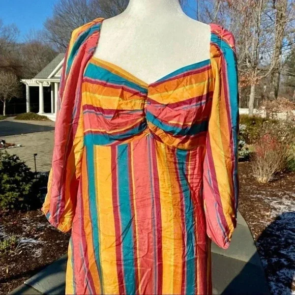 NWT Farm Rio Rainbow Stripe Maxi Dress Medium - Picture 8 of 16